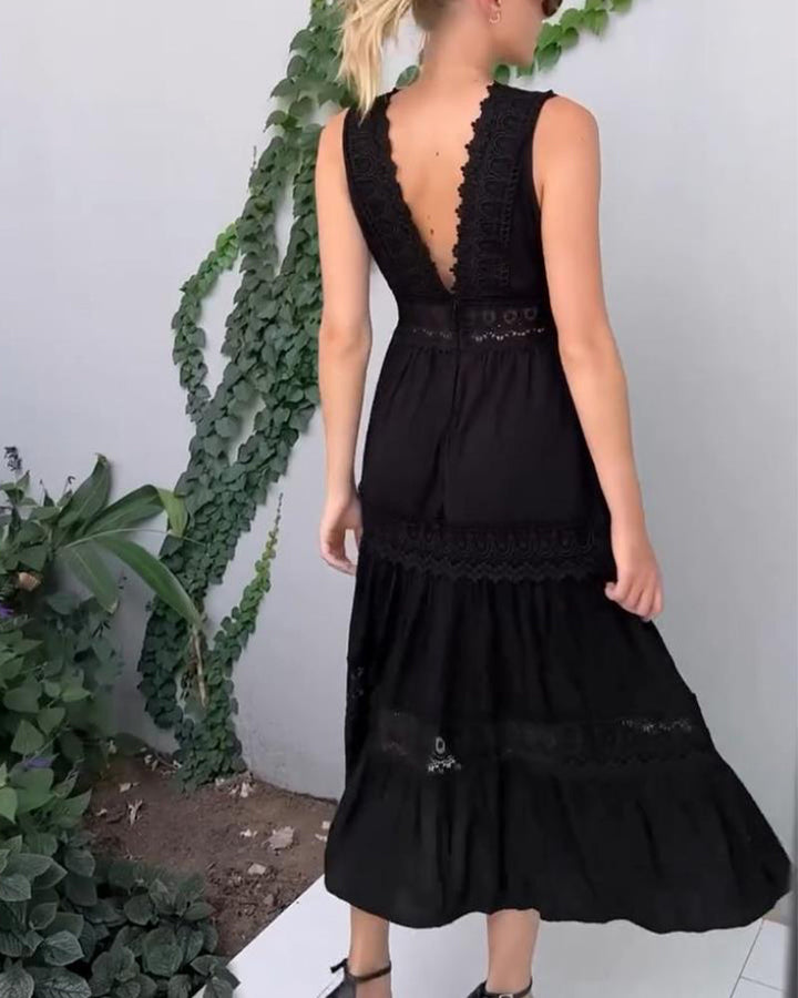 Juniper - Handcrafted Lace Dress with V-Neckline