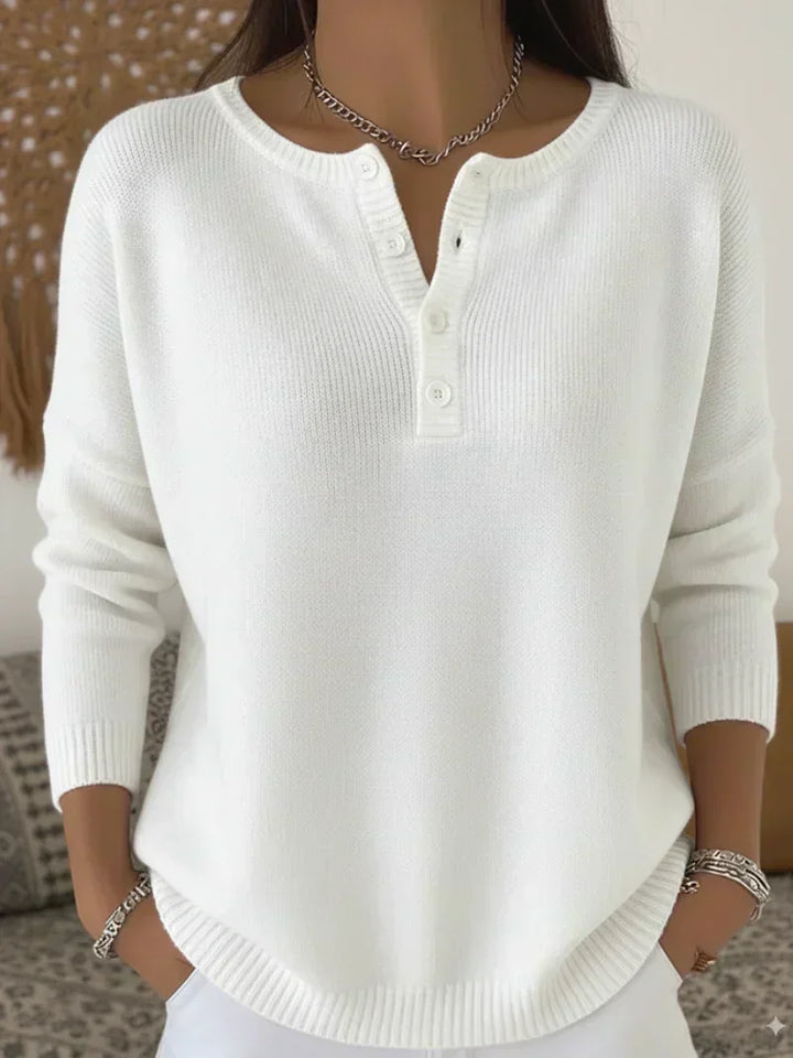 Carol | Henley Button Knit Sweater