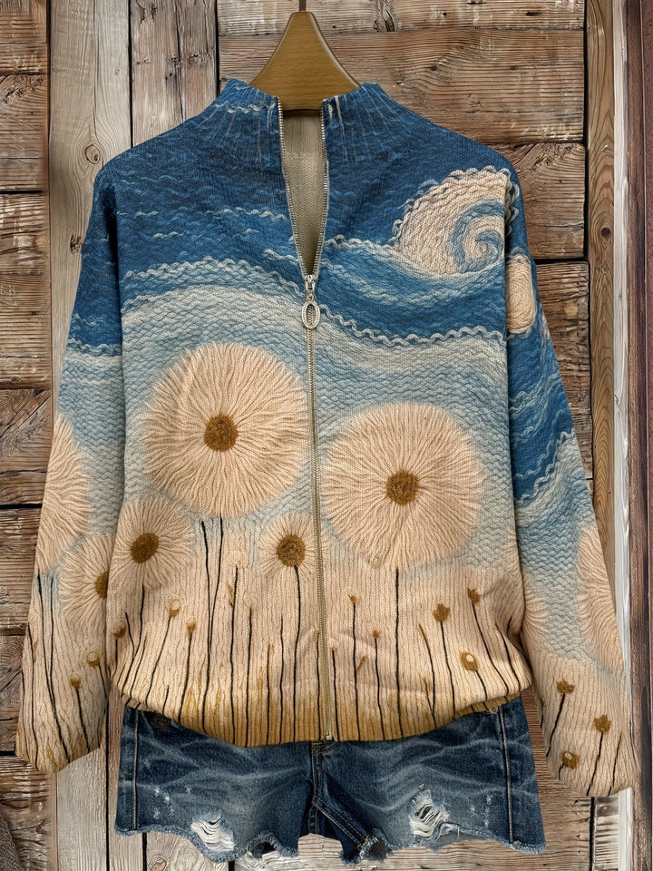 Quinn - Dandelion Meadow Quilted Zip Cardigan