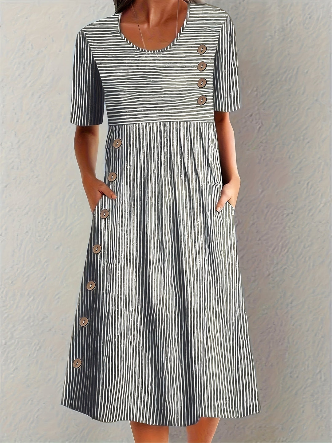 Josephine - Elegant Striped Summer Midi Dress