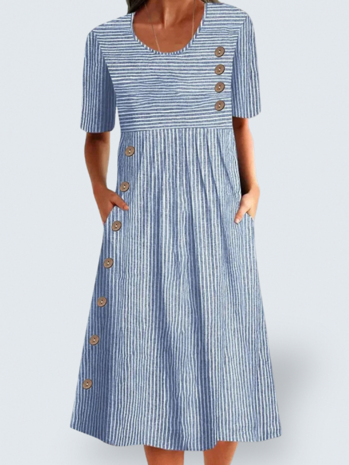 Josephine - Elegant Striped Summer Midi Dress
