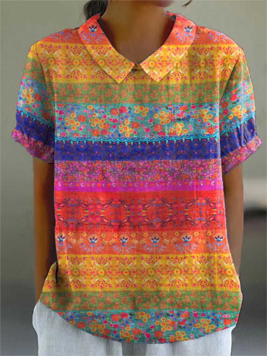 Brooke - Floral Striped Blouse