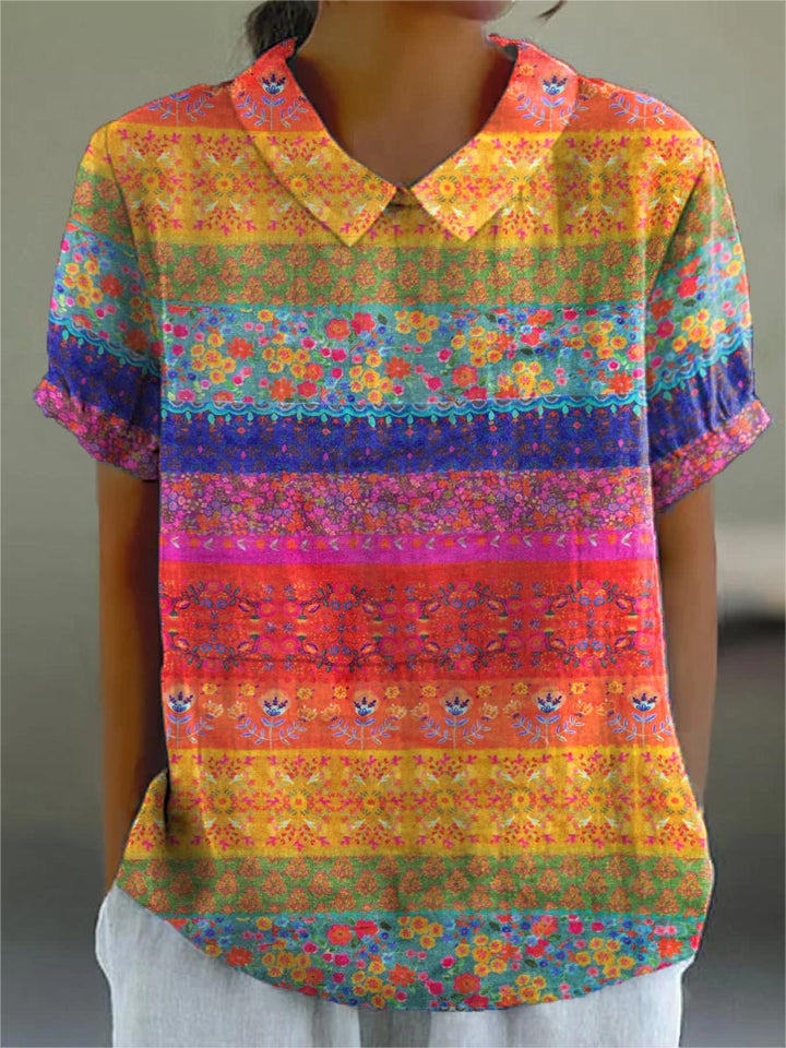 Brooke - Floral Striped Blouse