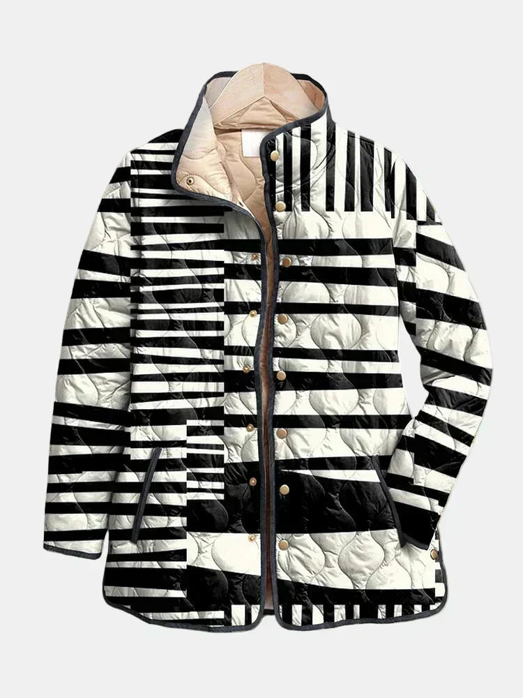 Willow - Black and White Abstract Quilted Jacket