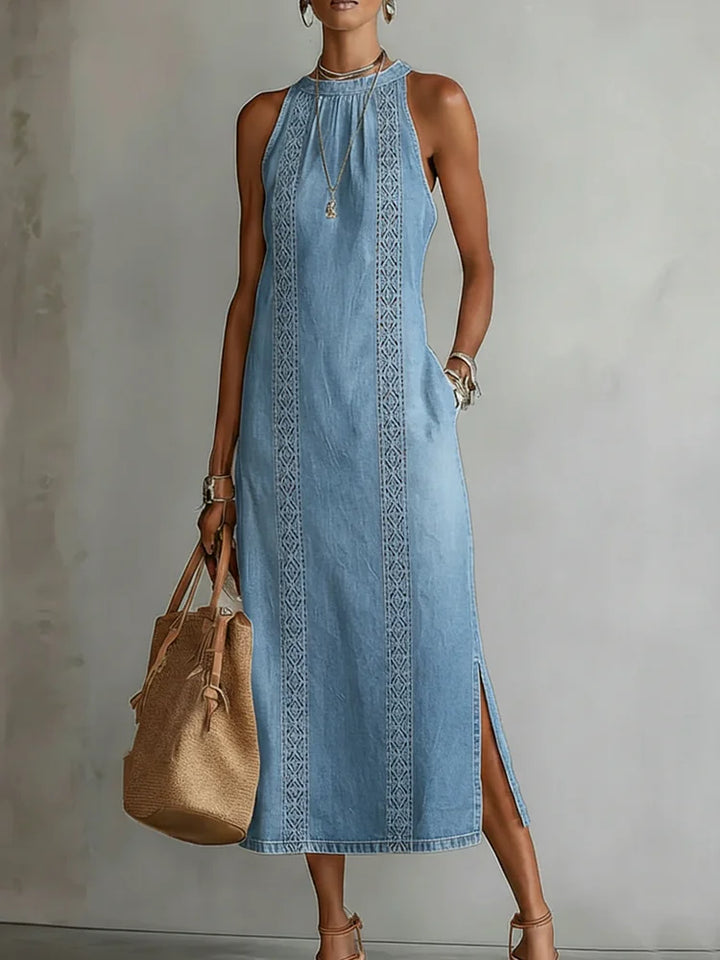 Zoey - Retro Lace Denim Dress