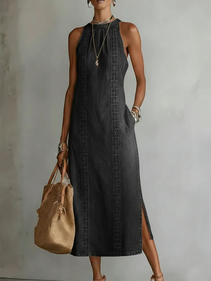 Zoey - Retro Lace Denim Dress