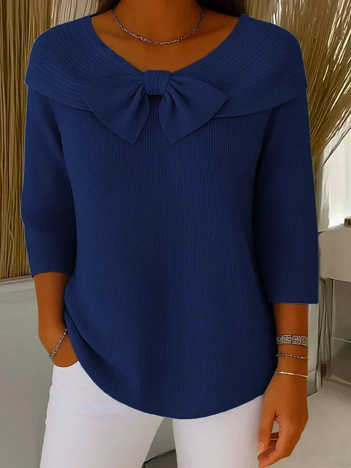 Sandra | Ribbed Sweater with Bow Detail