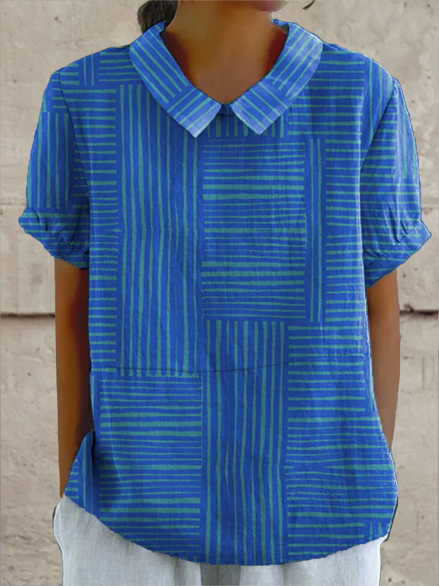 Quinn - Striped Geometric Blouse