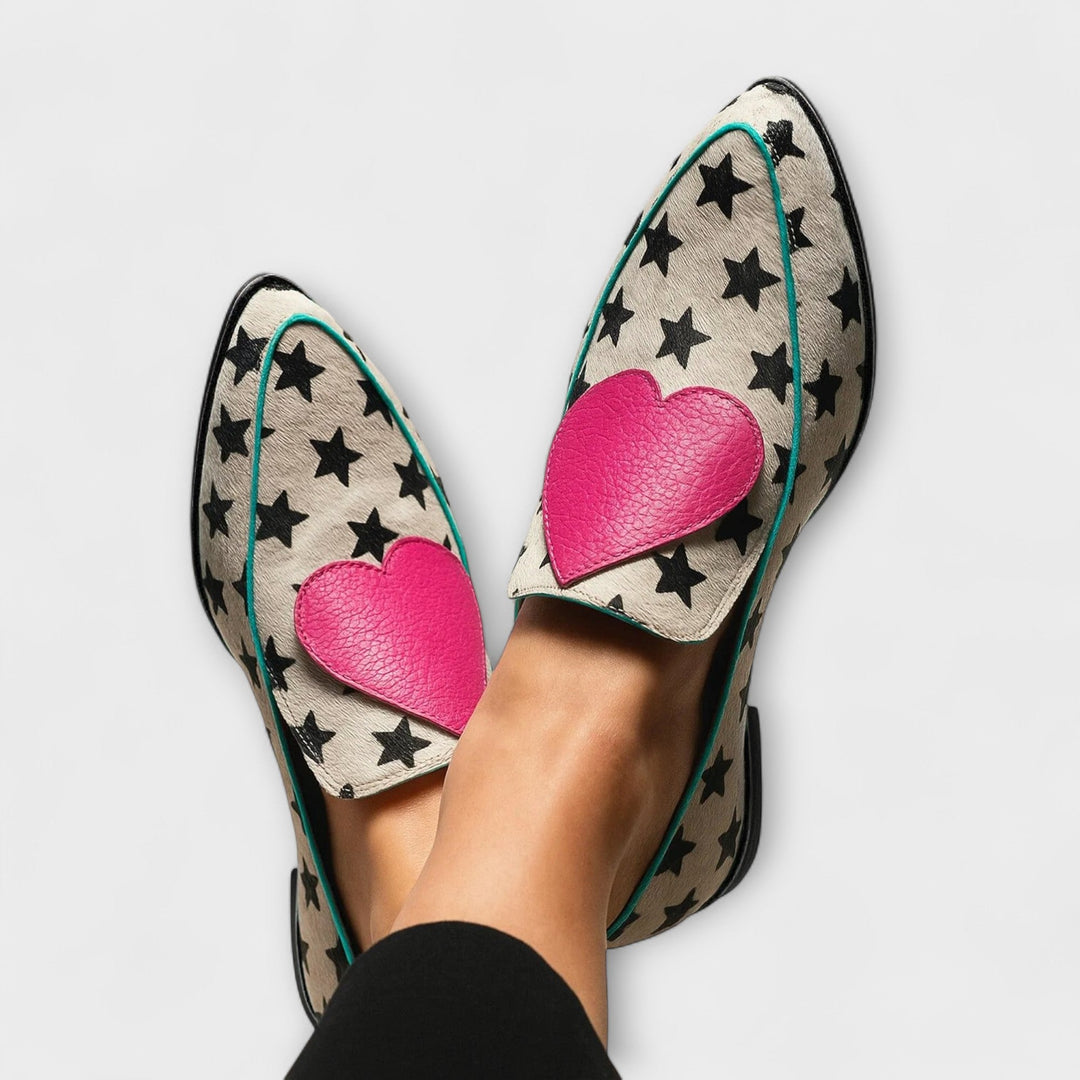Marissa – Beige Heart Loafers