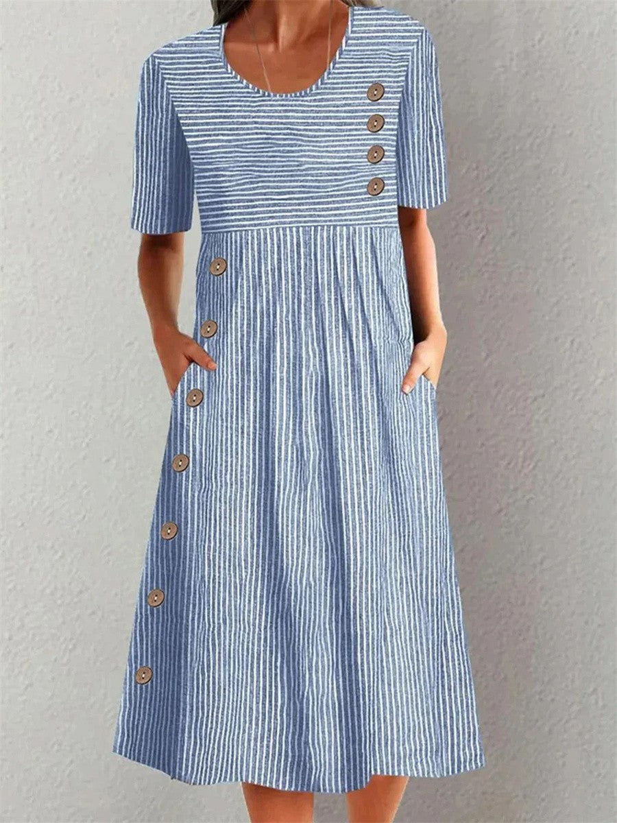 Josephine - Elegant Striped Summer Midi Dress
