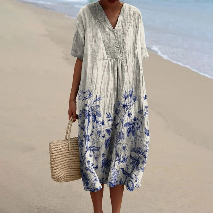 Jade - Dress with Porcelain Print