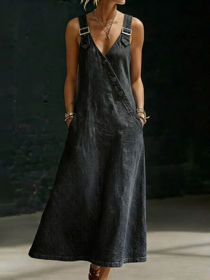 Lena - Long Denim Button Down Dress