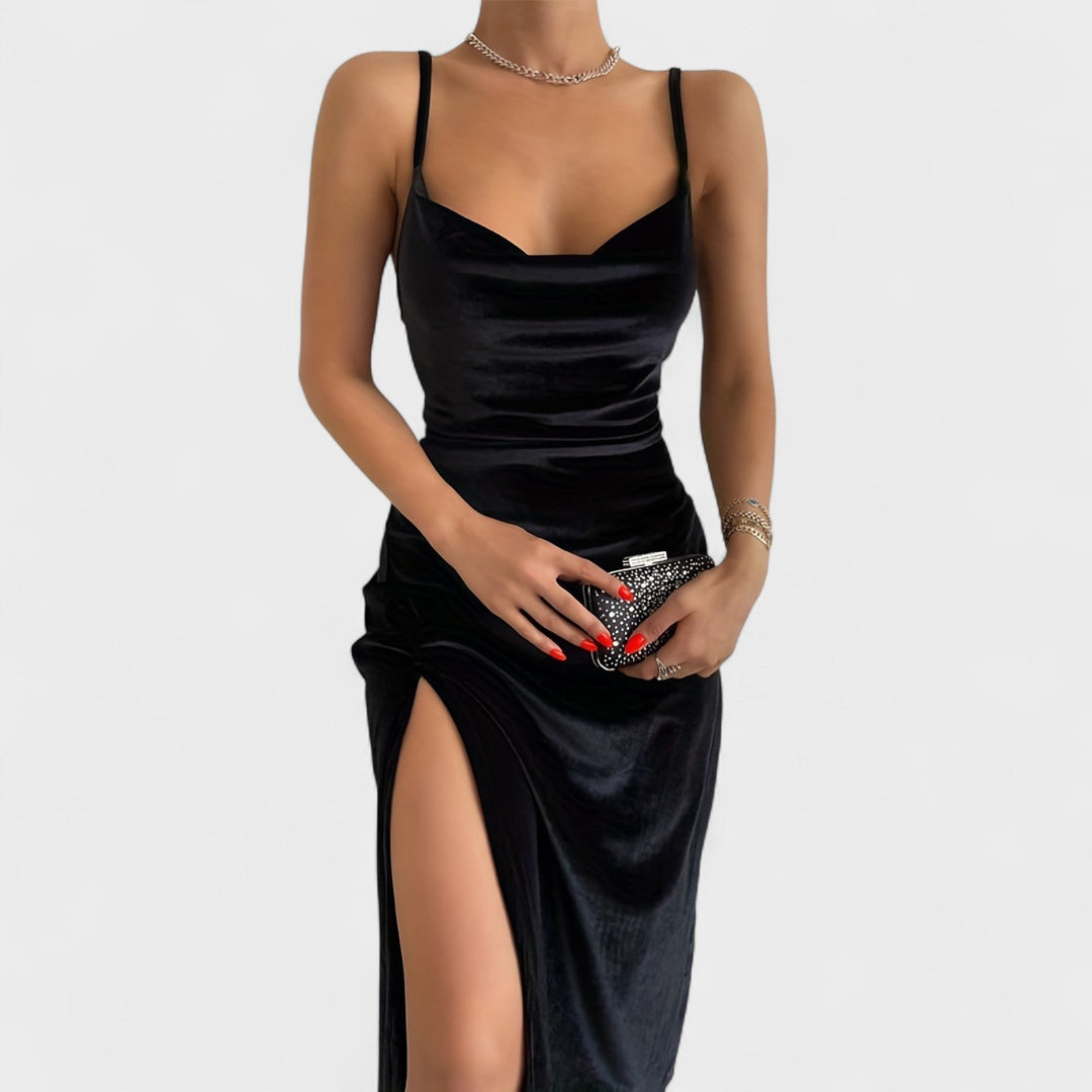 Taylor - Velvet Dress with Slit