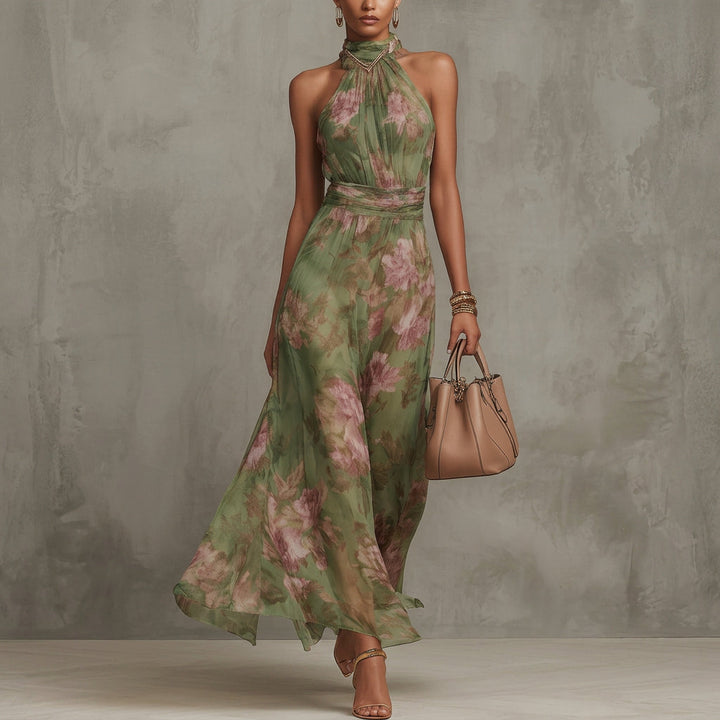 Diana - Long Floral Halter Dress