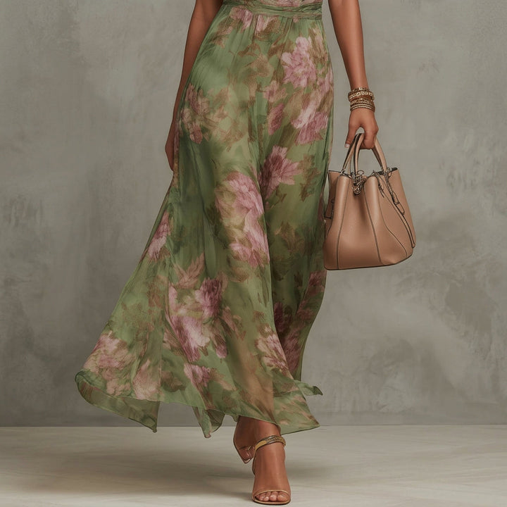 Diana - Long Floral Halter Dress
