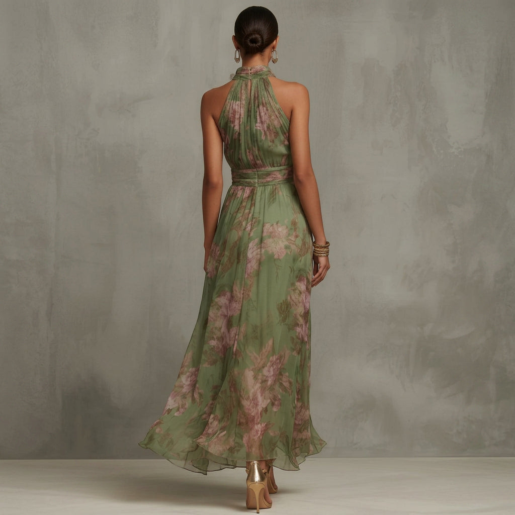 Diana - Long Floral Halter Dress