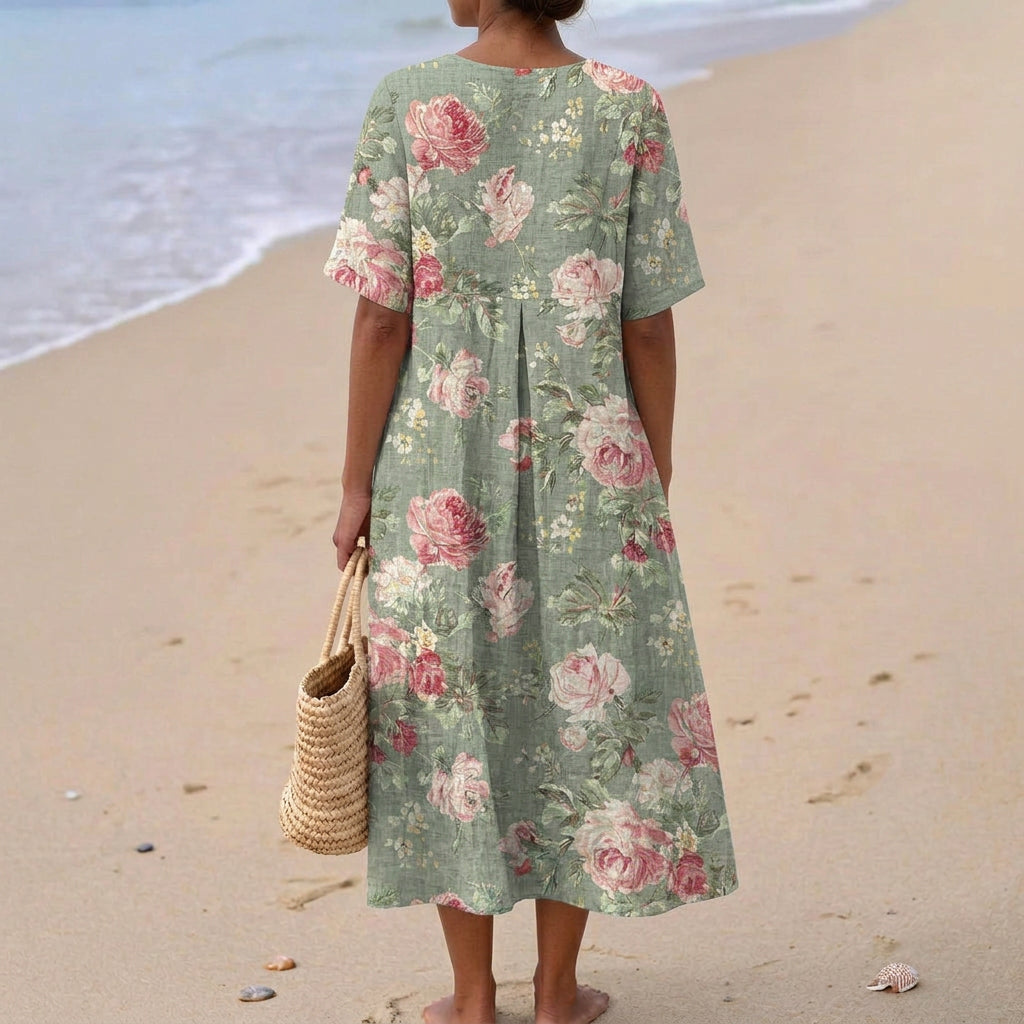 Maria - Retro Floral Midi Dress