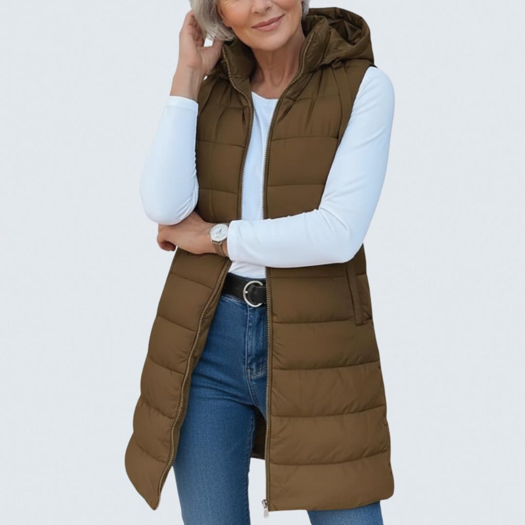 NINA - Casual Sleeveless Hood Long Puffer Vest