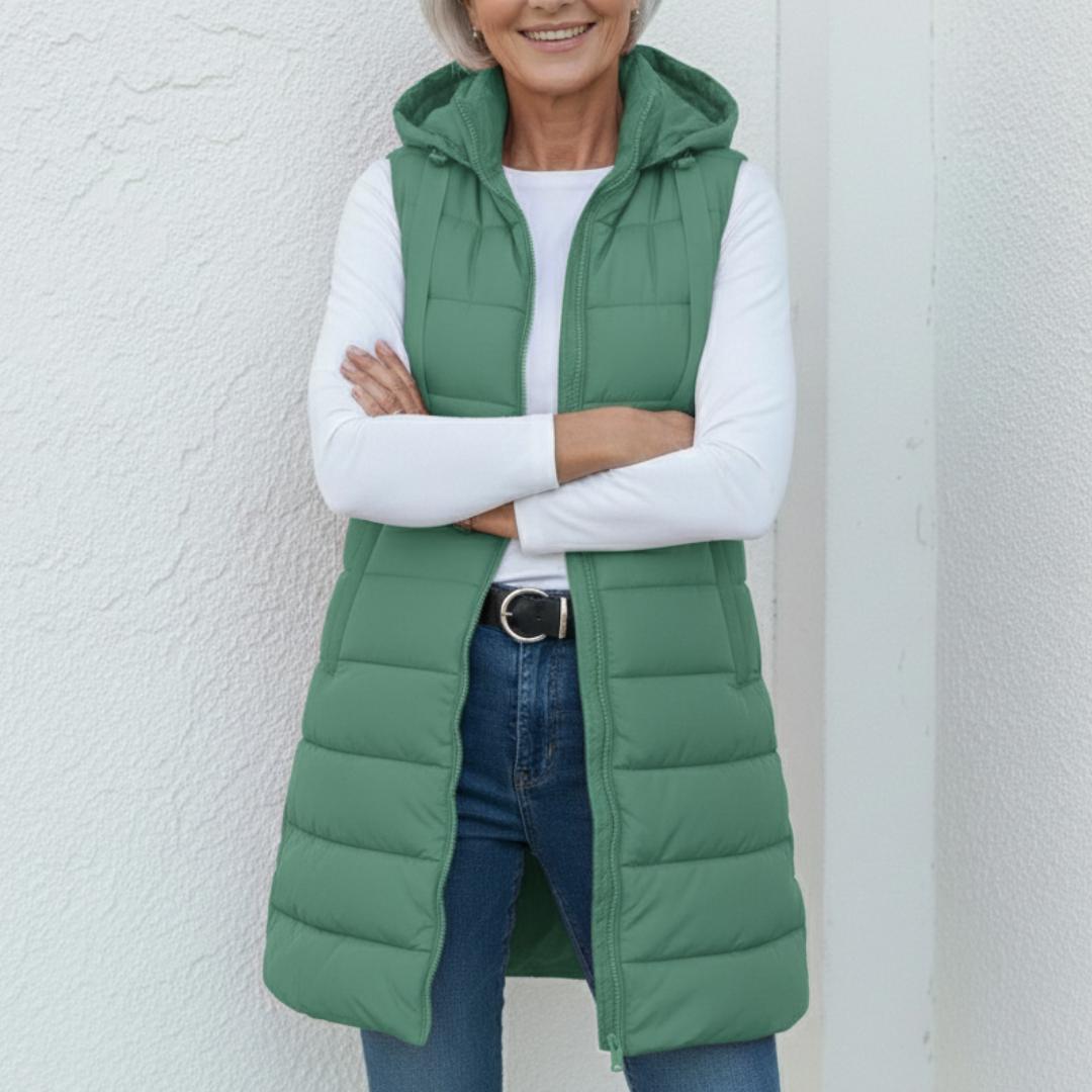 NINA - Casual Sleeveless Hood Long Puffer Vest