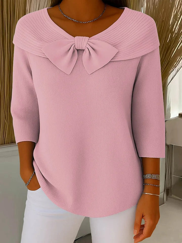 Sandra | Ribbed Sweater with Bow Detail
