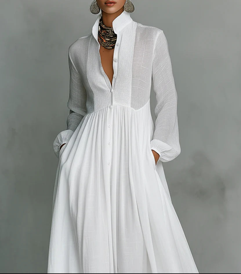 Rachel - Flowing Button-Front Maxi Dress