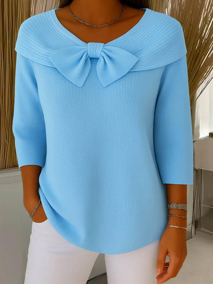 Sandra | Ribbed Sweater with Bow Detail