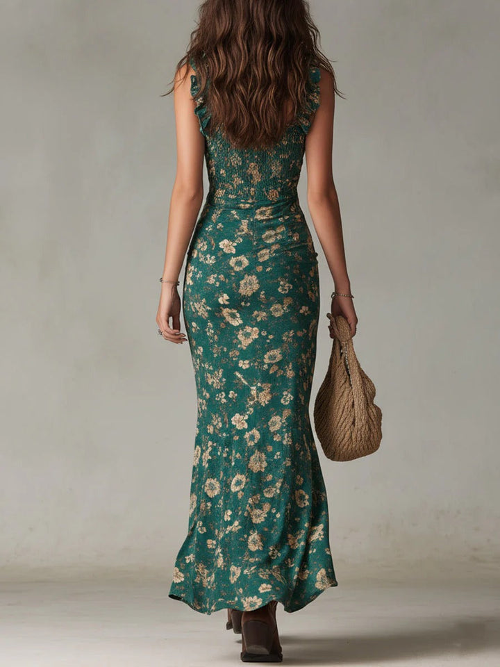 Brielle - Retro Boho Maxi Dress with Flowing Sleeves and Side Slit