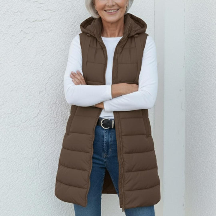 NINA - Casual Sleeveless Hood Long Puffer Vest