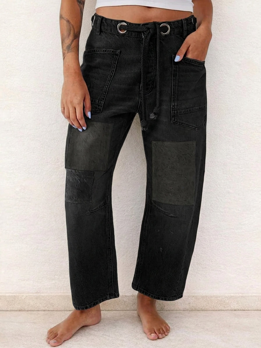 Chloe - Patchwork Drawstring Jeans