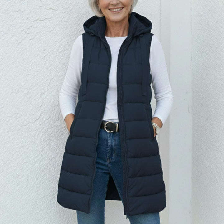 NINA - Casual Sleeveless Hood Long Puffer Vest
