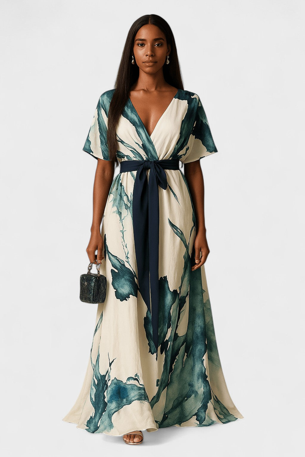 Oakley - Long Dress Watercolour Print