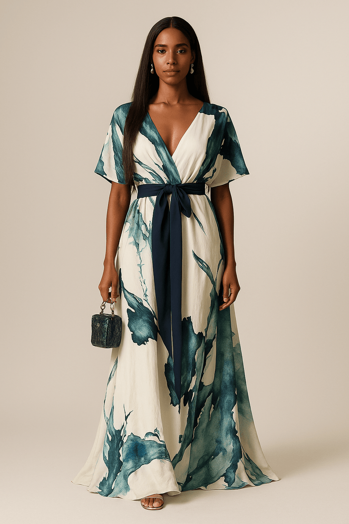 Oakley - Long Dress Watercolour Print