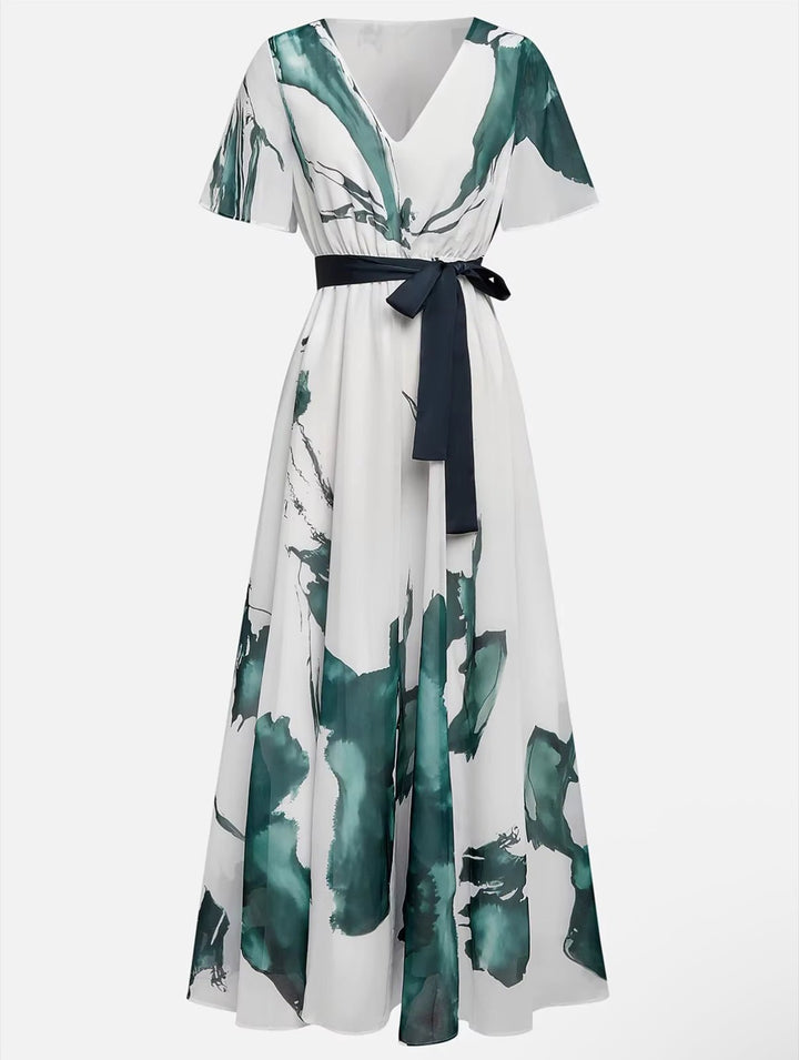 Oakley - Long Dress Watercolour Print