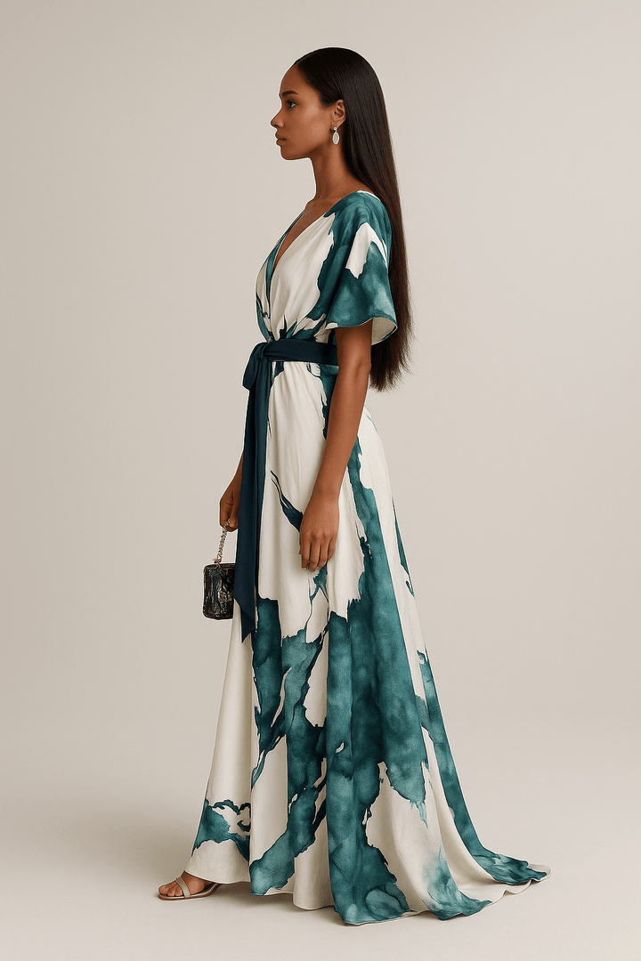 Oakley - Long Dress Watercolour Print