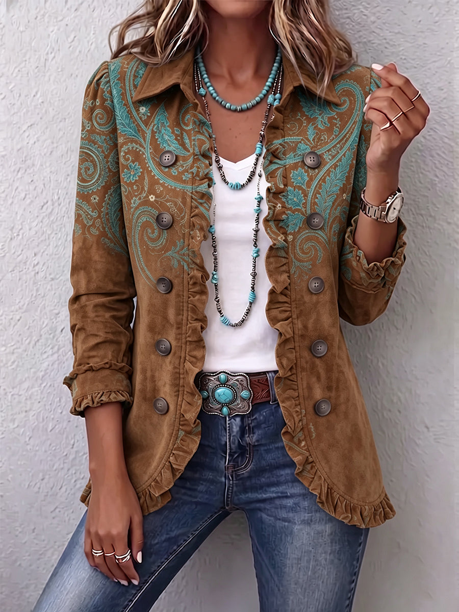 Grace | Paisley Print Ruffle Jacket