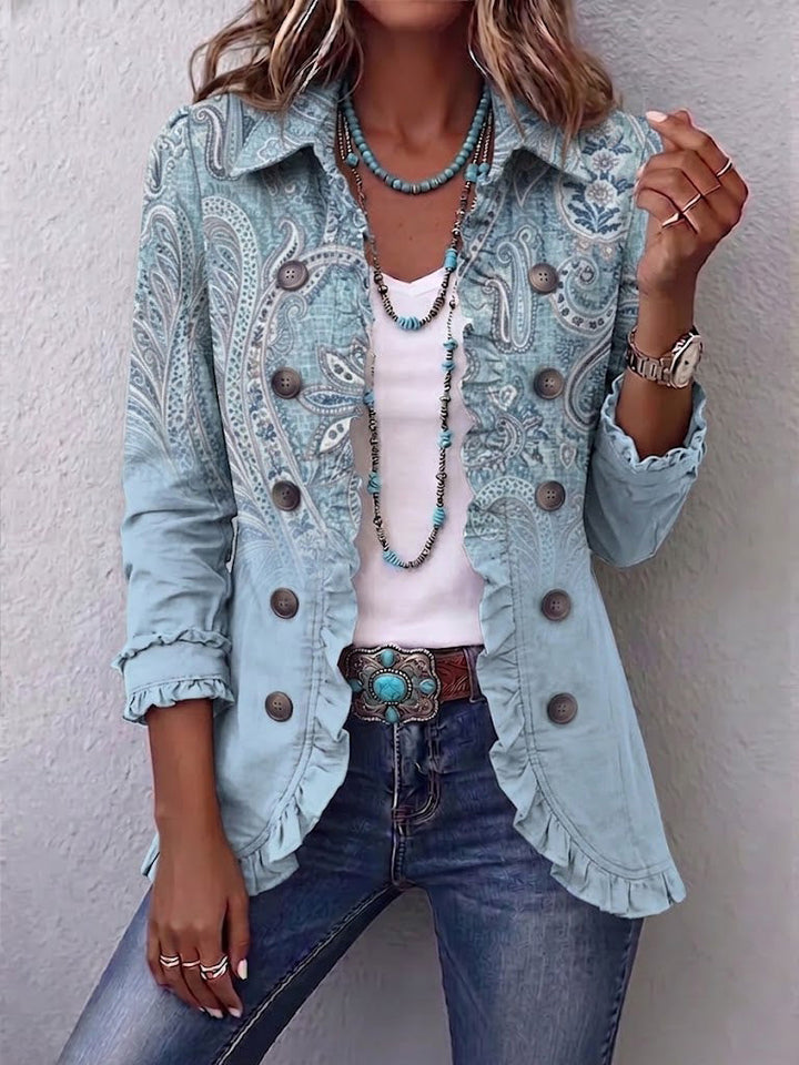 Isabella | Vintage Paisley Print Ruffled Jacket