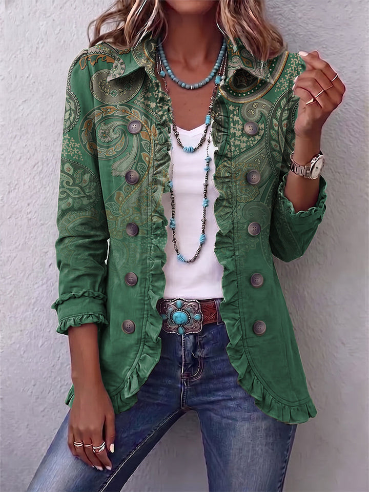 Aria | Bohemian Paisley Print Ruffled Jacket