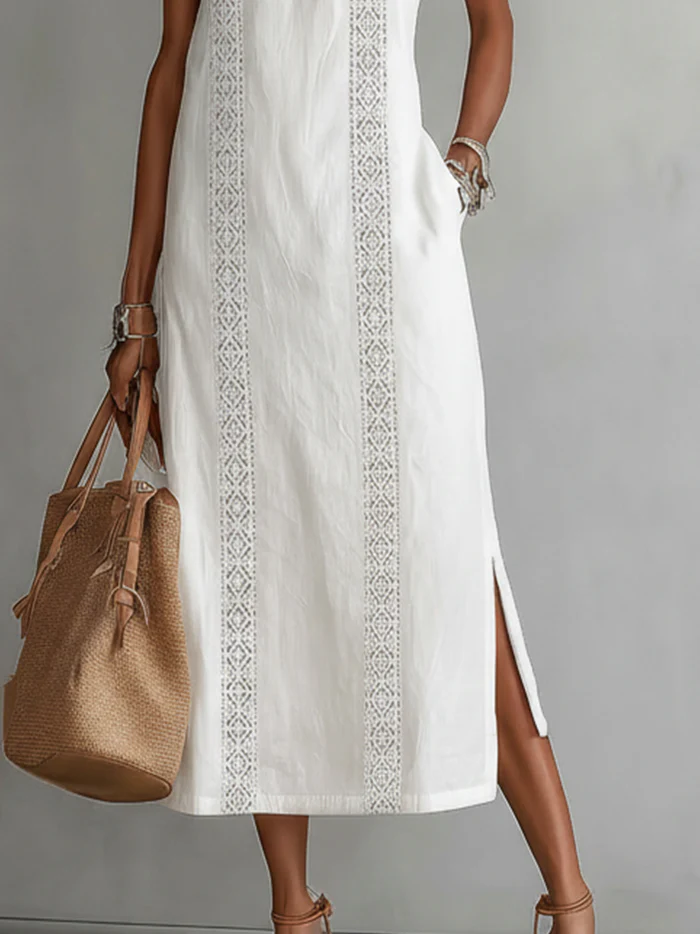 Heidi - Sleeveless Lace Detail Midi Dress