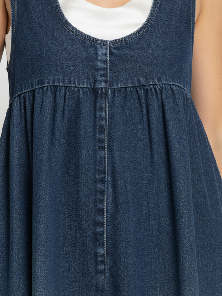 Amara - Vintage Denim Maxi Dress