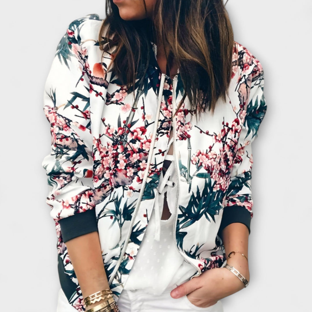 Andreia - Elegant Floral Bomber Jacket