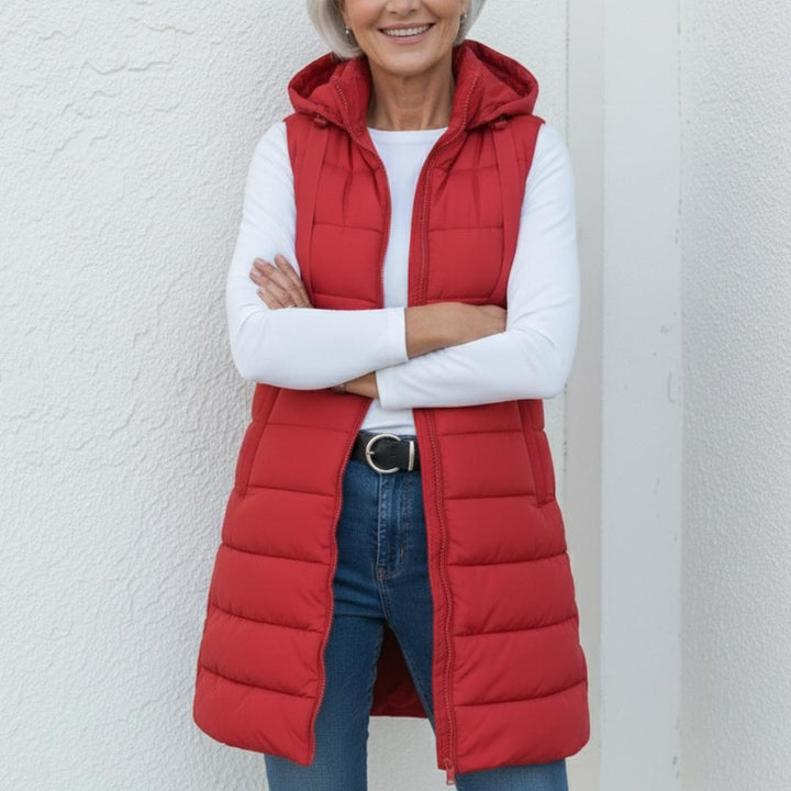 NINA - Casual Sleeveless Hood Long Puffer Vest