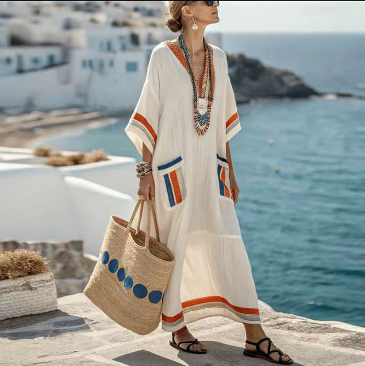 Elegant Iris - Long Beach Dress for a Stylish Summer Look