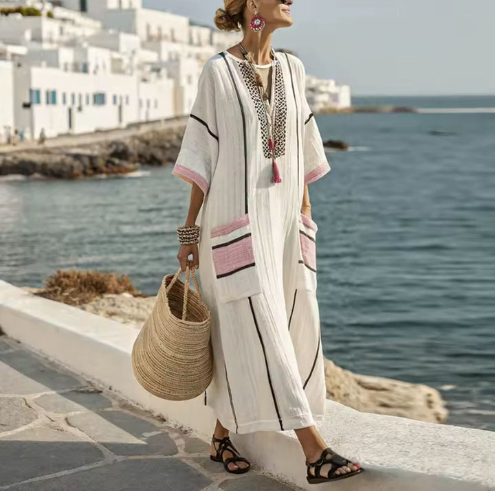 Elegant Iris - Long Beach Dress for a Stylish Summer Look