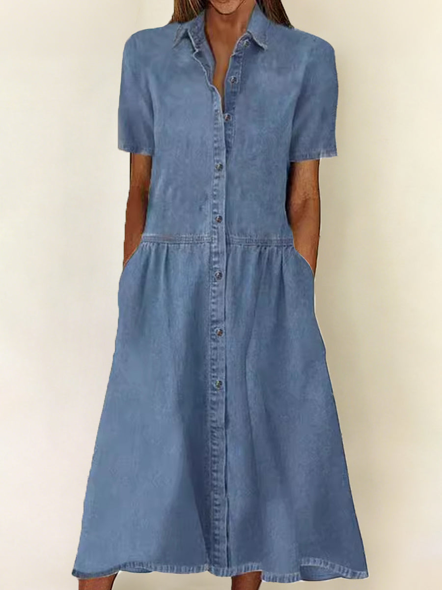 Sarah - Short Sleeve Denim Dress