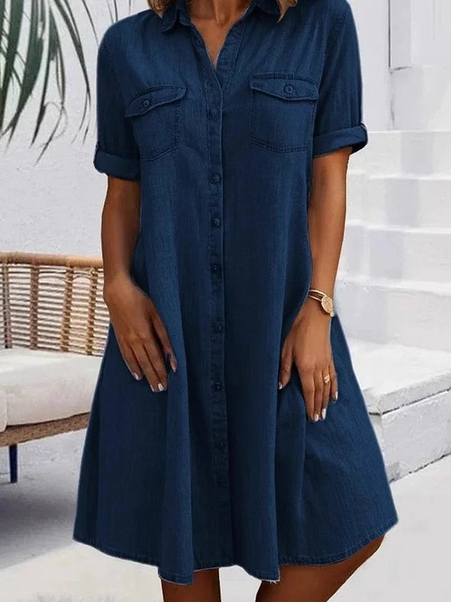 Rebecca - Casual Denim Style Midi Dress