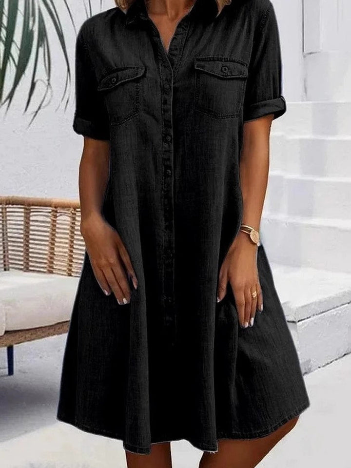 Rebecca - Casual Denim Style Midi Dress