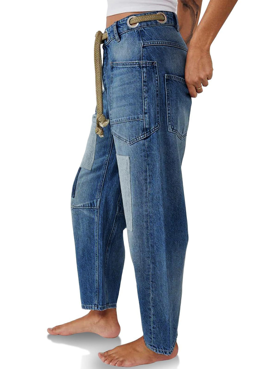 Chloe - Patchwork Drawstring Jeans