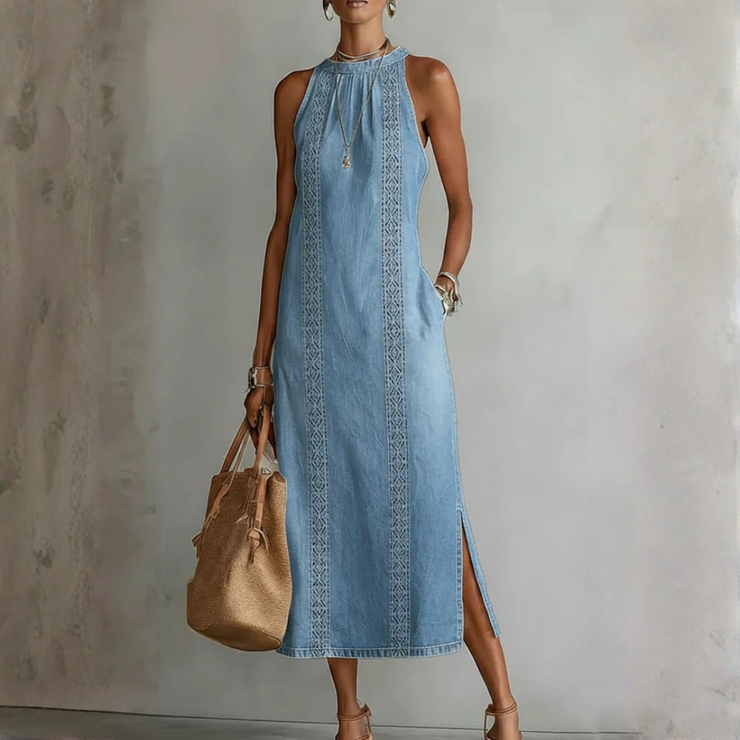 Zoey - Retro Lace Denim Dress