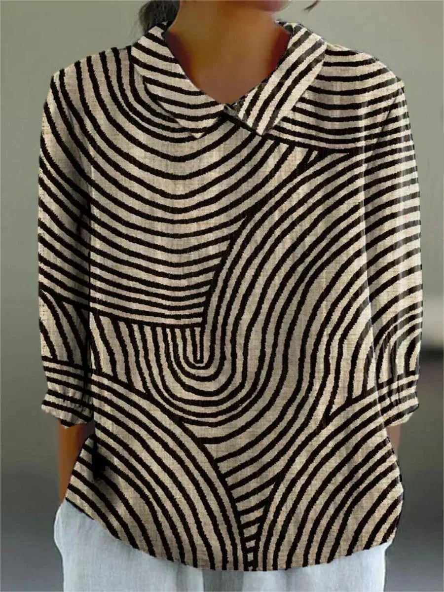 Kimberly - Monochrome Wave Blouse